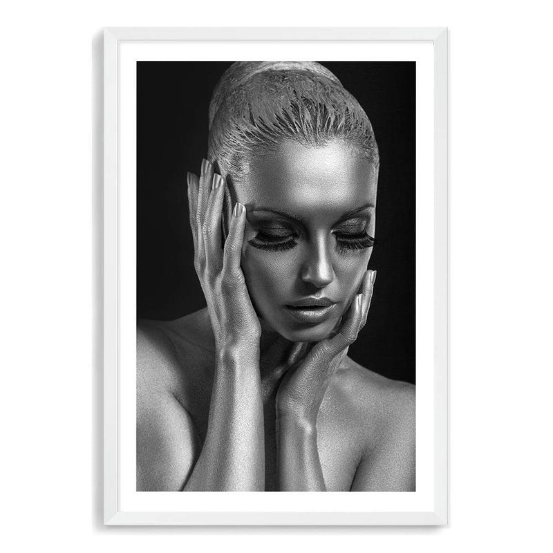 The Woman In Silver-The Paper Tree-black,contemporary,designer,elegant,female,premium art print,silver,statue,wall art,Wall_Art,Wall_Art_Prints,woman