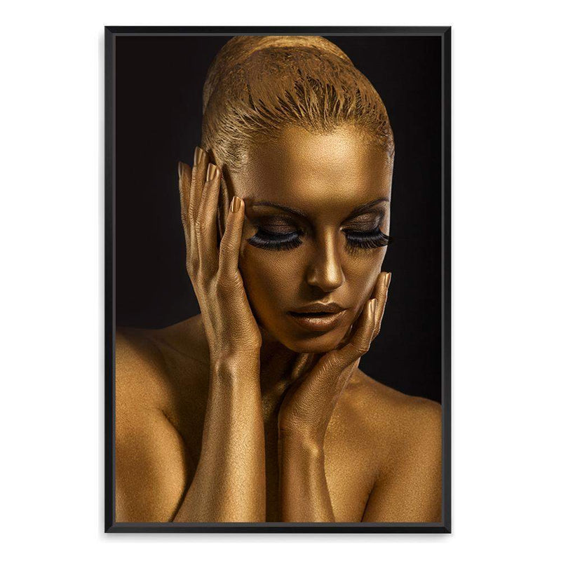 The Woman In Gold-The Paper Tree-contemporary,designer,elegant,female,gold,premium art print,statue,wall art,Wall_Art,Wall_Art_Prints,woman