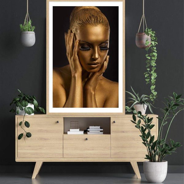 The Woman In Gold-The Paper Tree-contemporary,designer,elegant,female,gold,premium art print,statue,wall art,Wall_Art,Wall_Art_Prints,woman