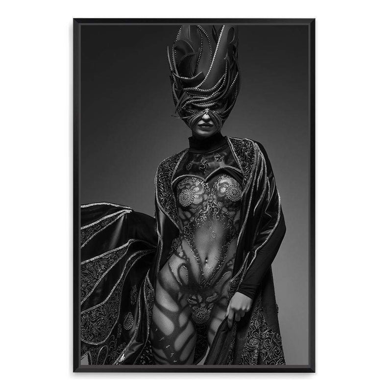 The Butterfly Queen II-The Paper Tree-black,black & white,butterfly,eclectic,fantasy,female,gold,monochrome,portrait,premium art print,unique,wall art,Wall_Art,Wall_Art_Prints,woman