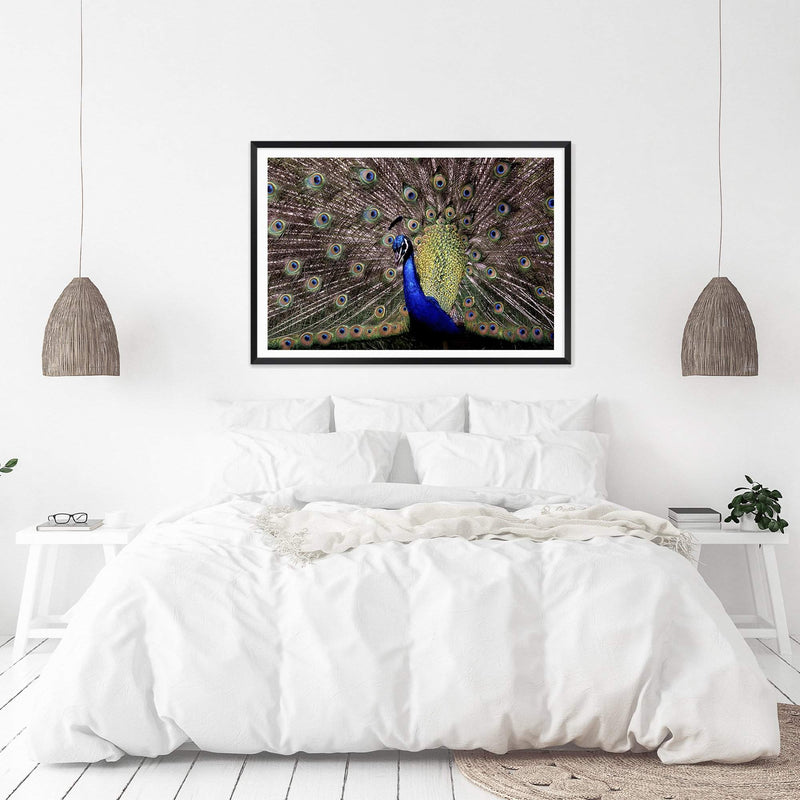 Percy The Peacock-The Paper Tree-animal,animals,Artwork,bird,blue,green,landscape,nature,PEACOCK,premium art print,wall art,Wall_Art,Wall_Art_Prints