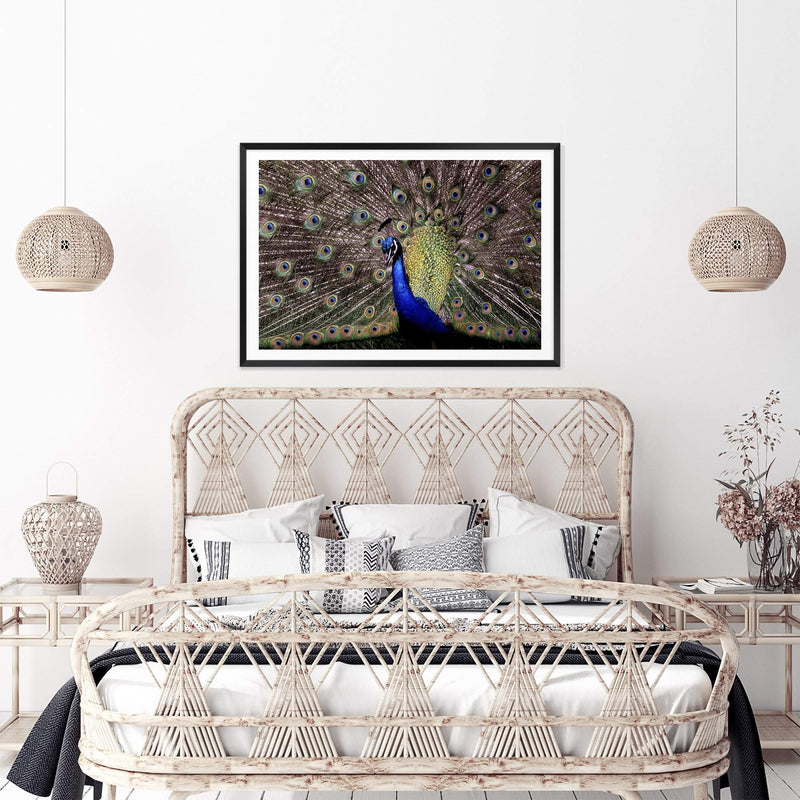 Percy The Peacock-The Paper Tree-animal,animals,Artwork,bird,blue,green,landscape,nature,PEACOCK,premium art print,wall art,Wall_Art,Wall_Art_Prints