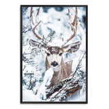 Deer In The Forest-The Paper Tree-animal,blue,christmas,deer,elk,forest,nature,portrait,premium art print,stag,TAN,trees,wall art,Wall_Art,Wall_Art_Prints,white,woods,xmas