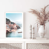 Amalfi City | Amalfi Coast-The Paper Tree-Amalfi,amalfi city,amalfi coast,architecture,blue,boho,building,city,coast,coastline,italy,ocean,pastel,pink,portrait,premium art print,teal,town,village,wall art,Wall_Art,Wall_Art_Prints,water