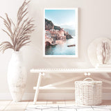 Amalfi City | Amalfi Coast-The Paper Tree-Amalfi,amalfi city,amalfi coast,architecture,blue,boho,building,city,coast,coastline,italy,ocean,pastel,pink,portrait,premium art print,teal,town,village,wall art,Wall_Art,Wall_Art_Prints,water