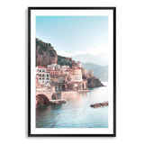 Amalfi City | Amalfi Coast-The Paper Tree-Amalfi,amalfi city,amalfi coast,architecture,blue,boho,building,city,coast,coastline,italy,ocean,pastel,pink,portrait,premium art print,teal,town,village,wall art,Wall_Art,Wall_Art_Prints,water