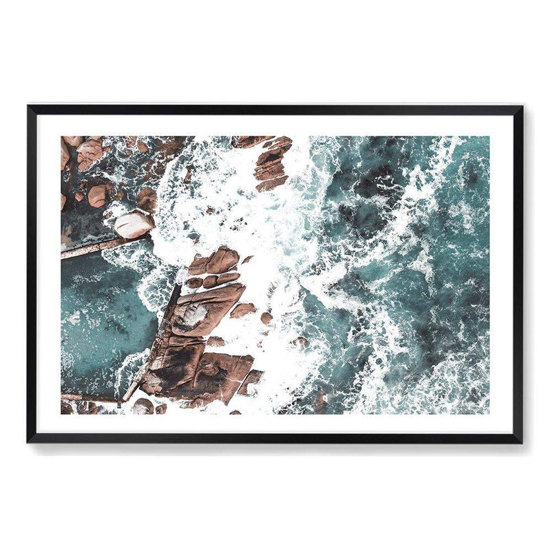 The Ocean Rock Pool-The Paper Tree-africa,beach,coast,coastal,hamptons,landscape,ocean,ocean pool,pool,premium art print,rocks,sea,seascape,seaside,shore,teal,wall art,Wall_Art,Wall_Art_Prints,water,waves