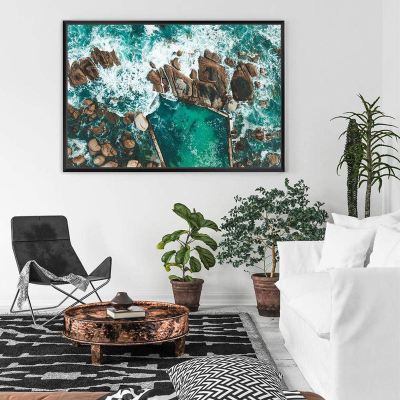 Ocean Rock Pool II-The Paper Tree-africa,beach,blue,coast,coastal,green,hamptons,landscape,ocean,ocean pool,pool,premium art print,rocks,sea,seascape,seaside,shore,teal,wall art,Wall_Art,Wall_Art_Prints,water,waves