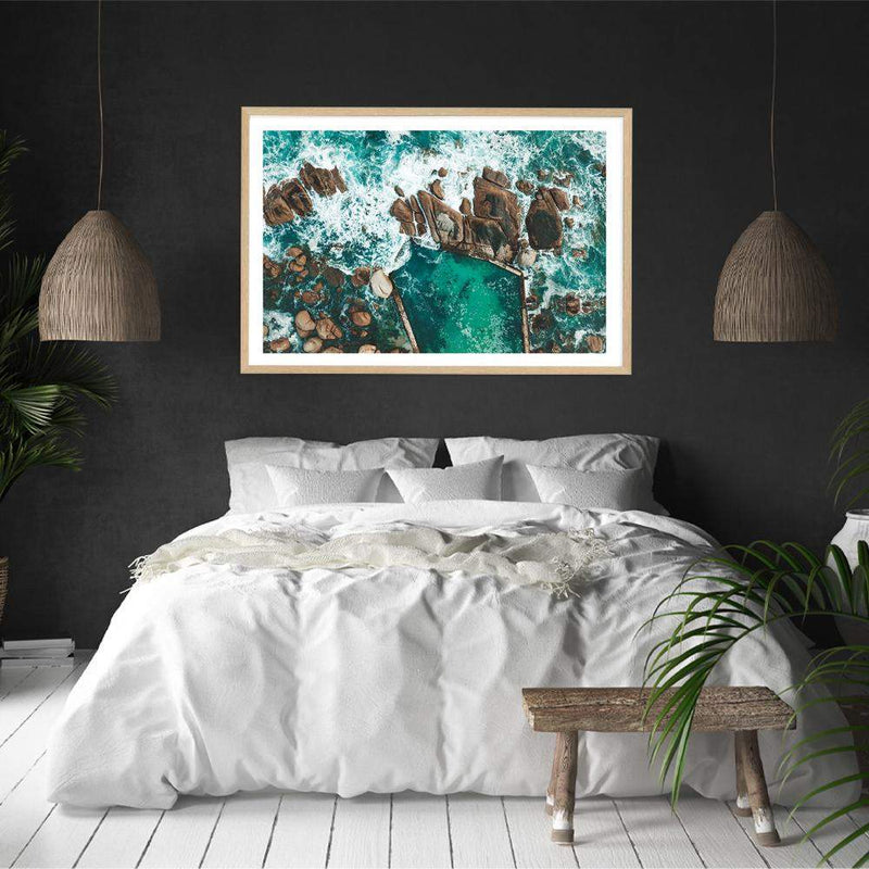 Ocean Rock Pool II-The Paper Tree-africa,beach,blue,coast,coastal,green,hamptons,landscape,ocean,ocean pool,pool,premium art print,rocks,sea,seascape,seaside,shore,teal,wall art,Wall_Art,Wall_Art_Prints,water,waves