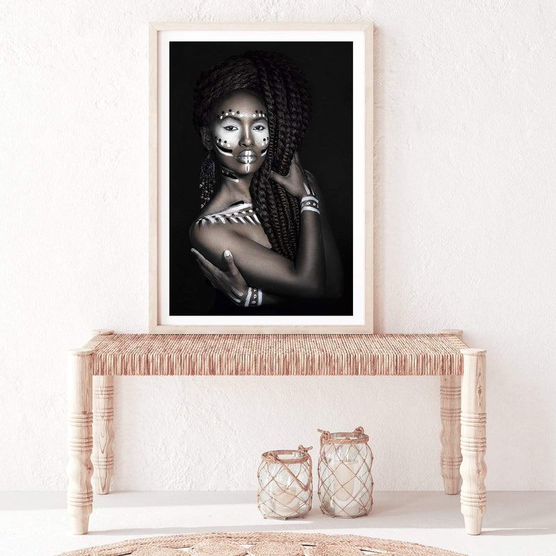 African Tribal Woman-The Paper Tree-african,african queen,BLACK,feature female,female,painted tribal woman,painted woman,portrait,premium art print,TRIBAL,TRIBAL WOMAN,wall art,Wall_Art,Wall_Art_Prints,woman