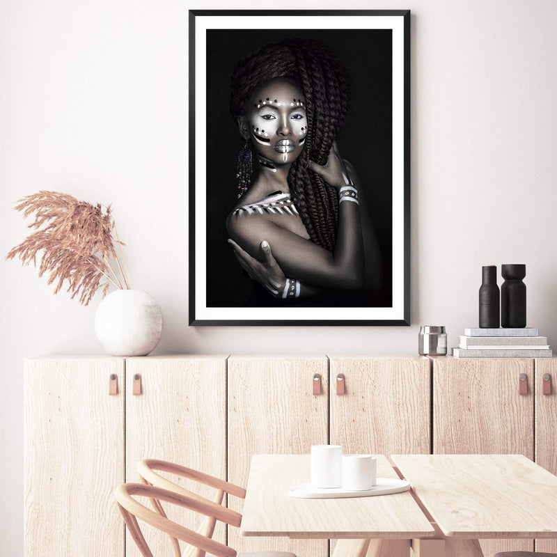 African Tribal Woman-The Paper Tree-african,african queen,BLACK,feature female,female,painted tribal woman,painted woman,portrait,premium art print,TRIBAL,TRIBAL WOMAN,wall art,Wall_Art,Wall_Art_Prints,woman