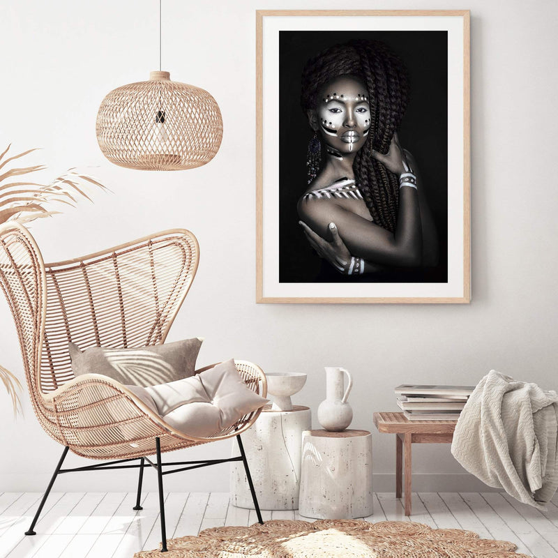 African Tribal Woman-The Paper Tree-african,african queen,BLACK,feature female,female,painted tribal woman,painted woman,portrait,premium art print,TRIBAL,TRIBAL WOMAN,wall art,Wall_Art,Wall_Art_Prints,woman