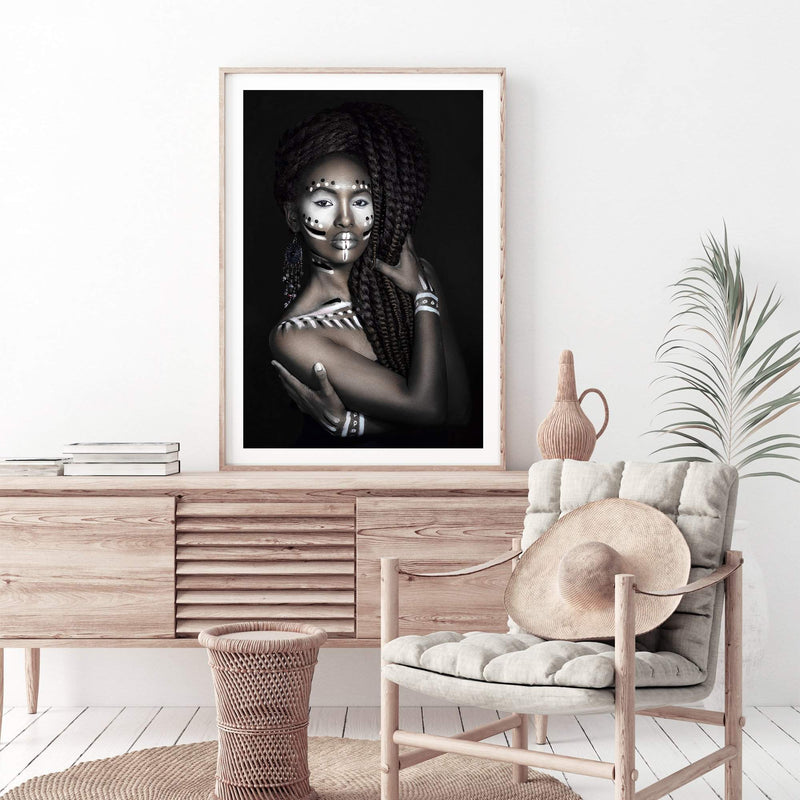 African Tribal Woman-The Paper Tree-african,african queen,BLACK,feature female,female,painted tribal woman,painted woman,portrait,premium art print,TRIBAL,TRIBAL WOMAN,wall art,Wall_Art,Wall_Art_Prints,woman