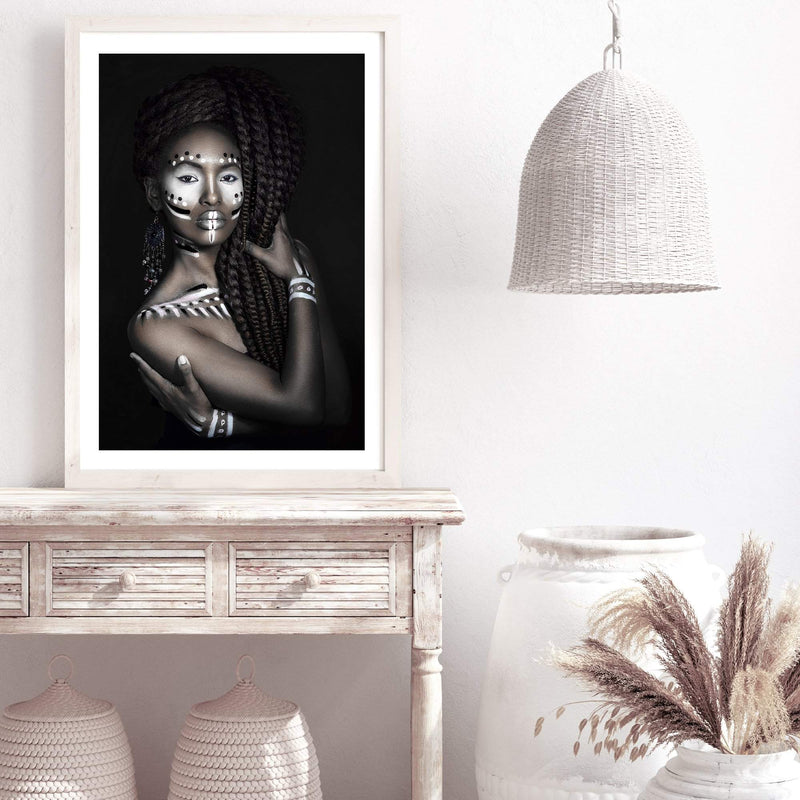 African Tribal Woman-The Paper Tree-african,african queen,BLACK,feature female,female,painted tribal woman,painted woman,portrait,premium art print,TRIBAL,TRIBAL WOMAN,wall art,Wall_Art,Wall_Art_Prints,woman