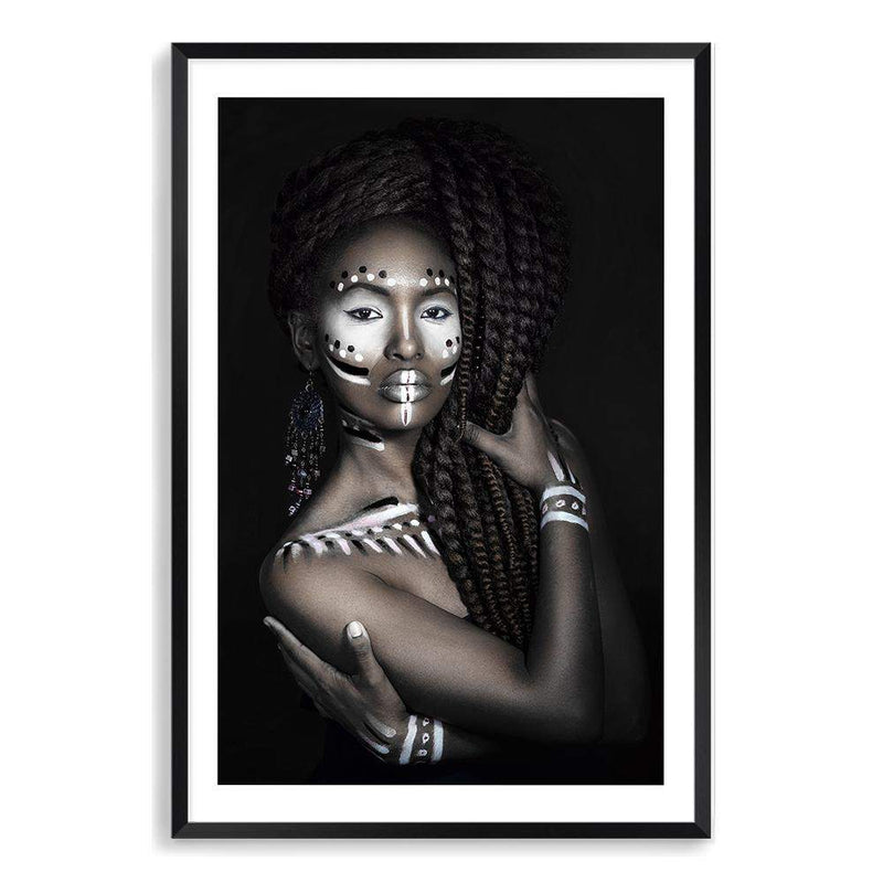 African Tribal Woman-The Paper Tree-african,african queen,BLACK,feature female,female,painted tribal woman,painted woman,portrait,premium art print,TRIBAL,TRIBAL WOMAN,wall art,Wall_Art,Wall_Art_Prints,woman