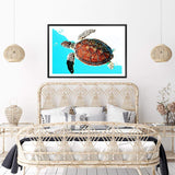 Turtle-The Paper Tree-Animal,Beach,Blue,Coastal,landscape,Ocean,premium art print,Sea,Sea Animal,Sea Creature,Turtle,wall art,Wall_Art,Wall_Art_Prints,Water