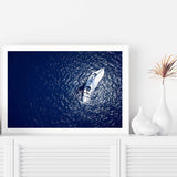 Sailing Boat On The Blue-The Paper Tree-blue,boat,coastal,hamptons,navy,ocean,premium art print,sailing,sailing boat,wall art,Wall_Art,Wall_Art_Prints,water