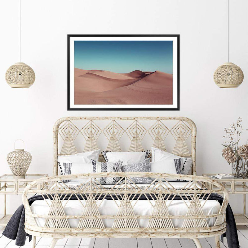 Desert Sand Dunes-The Paper Tree-Art_Prints,Artwork,blue,boho,burnt orange,Californian desert,desert,Designer,horizon,landscape,moroccan,moroccan desert,morocco,orange,premium art print,sand dunes,TAN,wall art,Wall_Art,Wall_Art_Prints