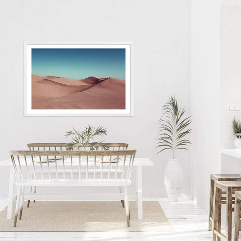 Desert Sand Dunes-The Paper Tree-Art_Prints,Artwork,blue,boho,burnt orange,Californian desert,desert,Designer,horizon,landscape,moroccan,moroccan desert,morocco,orange,premium art print,sand dunes,TAN,wall art,Wall_Art,Wall_Art_Prints