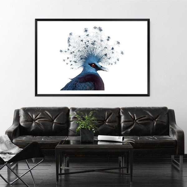 Victoria Crowned Pigeon-The Paper Tree-animal,bird,birds,blue,hamptons,landscape,pigeon,premium art print,victoria crowned pigeon,wall art,Wall_Art,Wall_Art_Prints