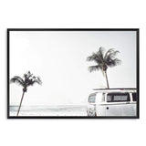 Kombi By The Beach-The Paper Tree-beach,blue,boho,car,coastal,coastal palm,combi,combi van,hamptons,kombi,kombi van,landscape,ocean,palm,palm tree,pastel,premium art print,sea,van,wall art,Wall_Art,Wall_Art_Prints