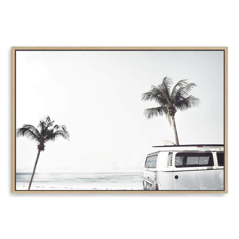 Kombi By The Beach-The Paper Tree-beach,blue,boho,car,coastal,coastal palm,combi,combi van,hamptons,kombi,kombi van,landscape,ocean,palm,palm tree,pastel,premium art print,sea,van,wall art,Wall_Art,Wall_Art_Prints