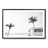 Kombi By The Beach-The Paper Tree-beach,blue,boho,car,coastal,coastal palm,combi,combi van,hamptons,kombi,kombi van,landscape,ocean,palm,palm tree,pastel,premium art print,sea,van,wall art,Wall_Art,Wall_Art_Prints