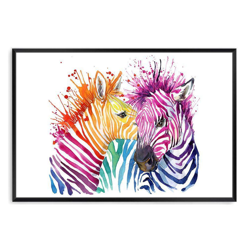 Watercolour Zebra-The Paper Tree-AFRICAN ANIMAL,African animals,animal,Artwork,blue,green,landscape,nursery,orange,pink,premium art print,purple,rainbow,wall art,Wall_Art,Wall_Art_Prints,watercolor,Watercolour,watercolour art print,watercolour artwork,WATERCOLOUR ZEBRA,Watercolour_Animals,yellow,ZEBRA