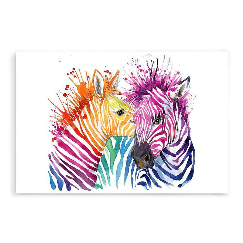 Watercolour Zebra-The Paper Tree-AFRICAN ANIMAL,African animals,animal,Artwork,blue,green,landscape,nursery,orange,pink,premium art print,purple,rainbow,wall art,Wall_Art,Wall_Art_Prints,watercolor,Watercolour,watercolour art print,watercolour artwork,WATERCOLOUR ZEBRA,Watercolour_Animals,yellow,ZEBRA