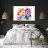 Watercolour Zebra-The Paper Tree-AFRICAN ANIMAL,African animals,animal,Artwork,blue,green,landscape,nursery,orange,pink,premium art print,purple,rainbow,wall art,Wall_Art,Wall_Art_Prints,watercolor,Watercolour,watercolour art print,watercolour artwork,WATERCOLOUR ZEBRA,Watercolour_Animals,yellow,ZEBRA