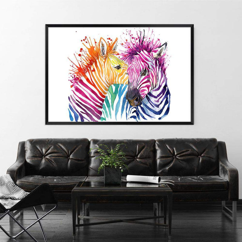 Watercolour Zebra-The Paper Tree-AFRICAN ANIMAL,African animals,animal,Artwork,blue,green,landscape,nursery,orange,pink,premium art print,purple,rainbow,wall art,Wall_Art,Wall_Art_Prints,watercolor,Watercolour,watercolour art print,watercolour artwork,WATERCOLOUR ZEBRA,Watercolour_Animals,yellow,ZEBRA