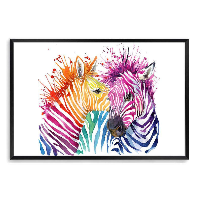 Watercolour Zebra-The Paper Tree-AFRICAN ANIMAL,African animals,animal,Artwork,blue,green,landscape,nursery,orange,pink,premium art print,purple,rainbow,wall art,Wall_Art,Wall_Art_Prints,watercolor,Watercolour,watercolour art print,watercolour artwork,WATERCOLOUR ZEBRA,Watercolour_Animals,yellow,ZEBRA