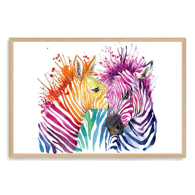 Watercolour Zebra-The Paper Tree-AFRICAN ANIMAL,African animals,animal,Artwork,blue,green,landscape,nursery,orange,pink,premium art print,purple,rainbow,wall art,Wall_Art,Wall_Art_Prints,watercolor,Watercolour,watercolour art print,watercolour artwork,WATERCOLOUR ZEBRA,Watercolour_Animals,yellow,ZEBRA