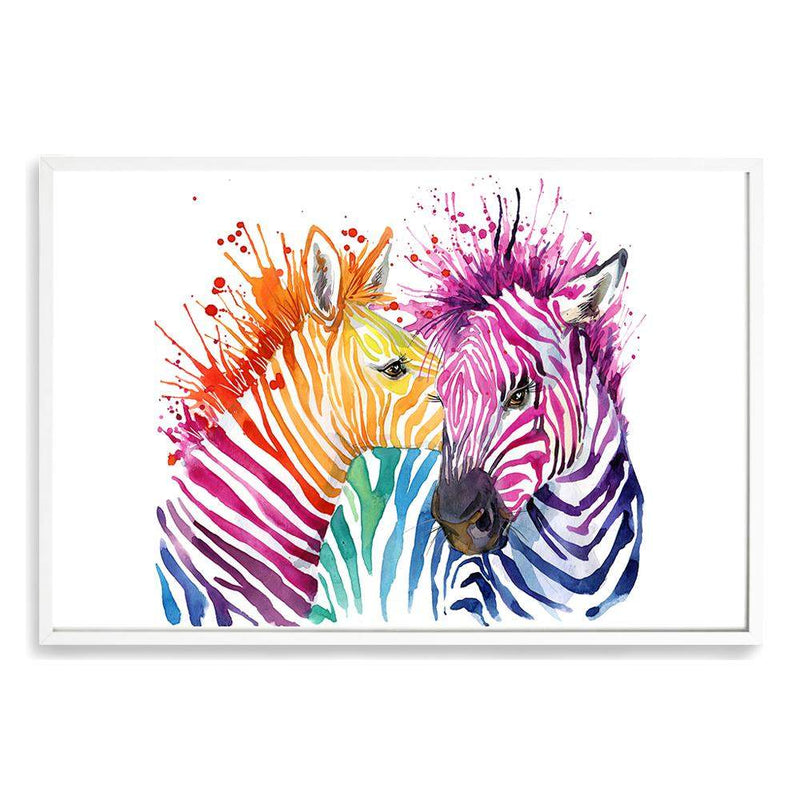 Watercolour Zebra-The Paper Tree-AFRICAN ANIMAL,African animals,animal,Artwork,blue,green,landscape,nursery,orange,pink,premium art print,purple,rainbow,wall art,Wall_Art,Wall_Art_Prints,watercolor,Watercolour,watercolour art print,watercolour artwork,WATERCOLOUR ZEBRA,Watercolour_Animals,yellow,ZEBRA