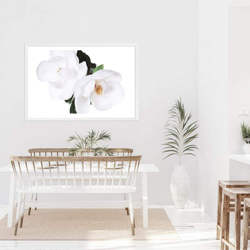 Magnolia Flowers-The Paper Tree-botanical,floral,flower,green,hamptons,landscape,magnolia,magnolia flower,neutral,premium art print,wall art,Wall_Art,Wall_Art_Prints,white,white flower,white magnolia