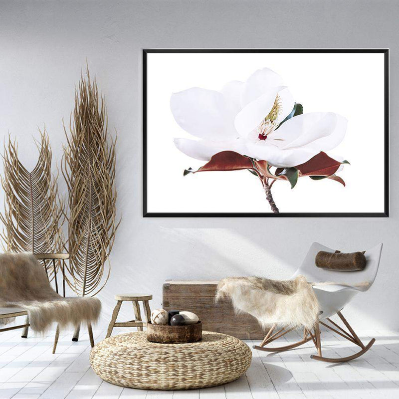 White Magnolia II-The Paper Tree-botanical,floral,flower,hamptons,landscape,magnolia,magnolia flower,neutral,premium art print,tan,wall art,Wall_Art,Wall_Art_Prints,white,white flower,white magnolia