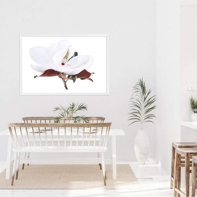 White Magnolia II-The Paper Tree-botanical,floral,flower,hamptons,landscape,magnolia,magnolia flower,neutral,premium art print,tan,wall art,Wall_Art,Wall_Art_Prints,white,white flower,white magnolia