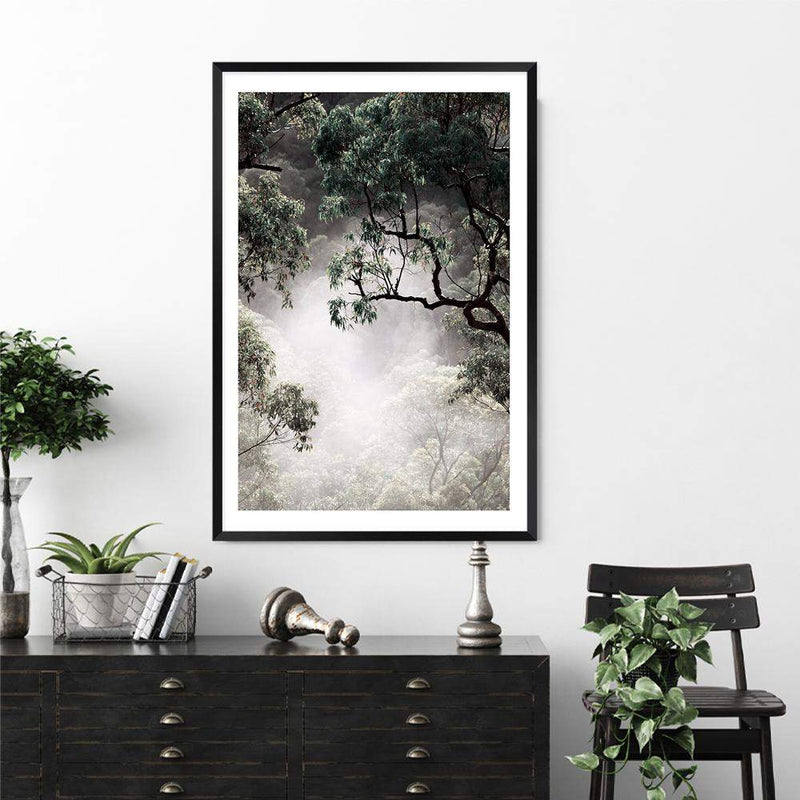 Canopy Of Mist-The Paper Tree-botanical,bush,canopy,forest,green,mist,misty,misty trees,muted tone,nature,portrait,premium art print,rainforest,tree,trees,wall art,Wall_Art,Wall_Art_Prints