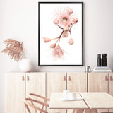 Native Gum Floral II-The Paper Tree-australia,australian,australian native,australiana,floral,flower,flowers,gum leaves,gum tree,hamptons,muted tone,native flowers,peach,pink,pink flower,Portrait,premium art print,protea,wall art,Wall_Art,Wall_Art_Prints,waratah,wild flowers