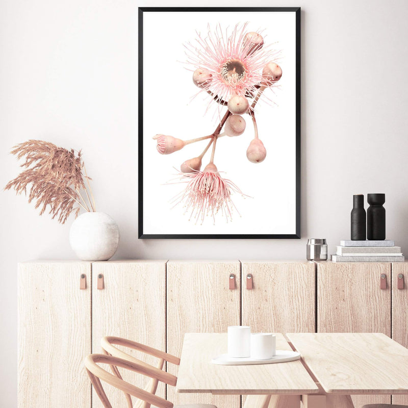 Native Gum Floral II-The Paper Tree-australia,australian,australian native,australiana,floral,flower,flowers,gum leaves,gum tree,hamptons,muted tone,native flowers,peach,pink,pink flower,Portrait,premium art print,protea,wall art,Wall_Art,Wall_Art_Prints,waratah,wild flowers