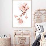 Native Gum Floral II-The Paper Tree-australia,australian,australian native,australiana,floral,flower,flowers,gum leaves,gum tree,hamptons,muted tone,native flowers,peach,pink,pink flower,Portrait,premium art print,protea,wall art,Wall_Art,Wall_Art_Prints,waratah,wild flowers