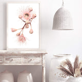 Native Gum Floral II-The Paper Tree-australia,australian,australian native,australiana,floral,flower,flowers,gum leaves,gum tree,hamptons,muted tone,native flowers,peach,pink,pink flower,Portrait,premium art print,protea,wall art,Wall_Art,Wall_Art_Prints,waratah,wild flowers