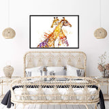 Watercolour Giraffe-The Paper Tree-africa,AFRICAN ANIMAL,African animals,animal,Artwork,BABY GIRAFFE,giraffe,landscape,orange,premium art print,purple,wall art,Wall_Art,Wall_Art_Prints,watercolor,watercolour,watercolour giraffe,Watercolour_Birds,yellow