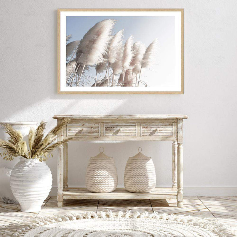 Pampas Skies-The Paper Tree-beach,beige,blue,boho,botanical,coastal,hamptons,landscape,nature,neutral,pampas,pampas grass,premium art print,tall grass,wall art,Wall_Art,Wall_Art_Prints