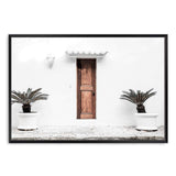 The Greek Villa-The Paper Tree-architecture,beautiful building,boho,building,door,facade,greece,greek,greek door,greek villa,landscape,mediteranian,neutral,palm,pots,premium art print,tan,villa,wall art,Wall_Art,Wall_Art_Prints,white