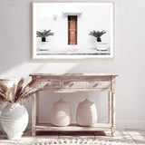 The Greek Villa-The Paper Tree-architecture,beautiful building,boho,building,door,facade,greece,greek,greek door,greek villa,landscape,mediteranian,neutral,palm,pots,premium art print,tan,villa,wall art,Wall_Art,Wall_Art_Prints,white