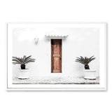 The Greek Villa-The Paper Tree-architecture,beautiful building,boho,building,door,facade,greece,greek,greek door,greek villa,landscape,mediteranian,neutral,palm,pots,premium art print,tan,villa,wall art,Wall_Art,Wall_Art_Prints,white