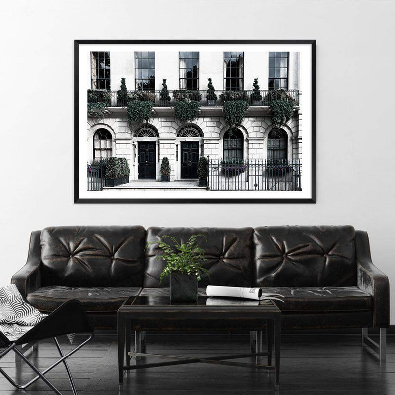 The Notting Hill Apartment-The Paper Tree-apartment,architectural,architecture,balcony,beautiful building,british,building,door,facade,landscape,london,notting hill,pots,premium art print,terrace,villa,wall art,Wall_Art,Wall_Art_Prints,white