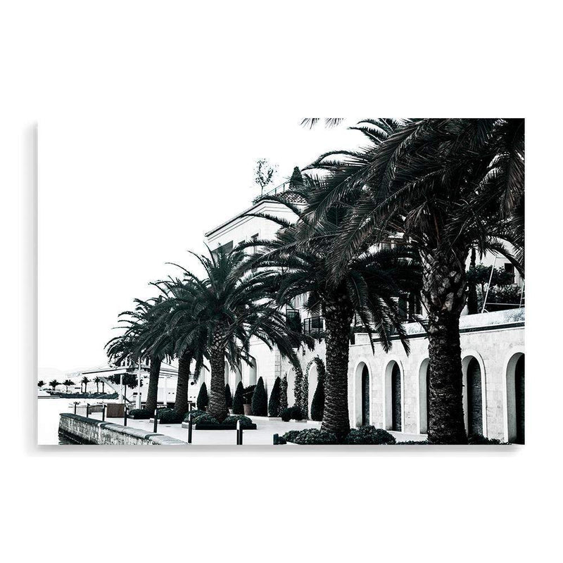 The Embankment-The Paper Tree-architectural,architecture,beatiful building,building,embankment,landscape,montenegro,ocean,palm,palm tree,palms,premium art print,tivat,wall art,Wall_Art,Wall_Art_Prints,water