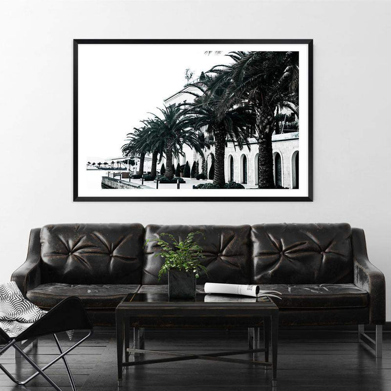 The Embankment-The Paper Tree-architectural,architecture,beatiful building,building,embankment,landscape,montenegro,ocean,palm,palm tree,palms,premium art print,tivat,wall art,Wall_Art,Wall_Art_Prints,water